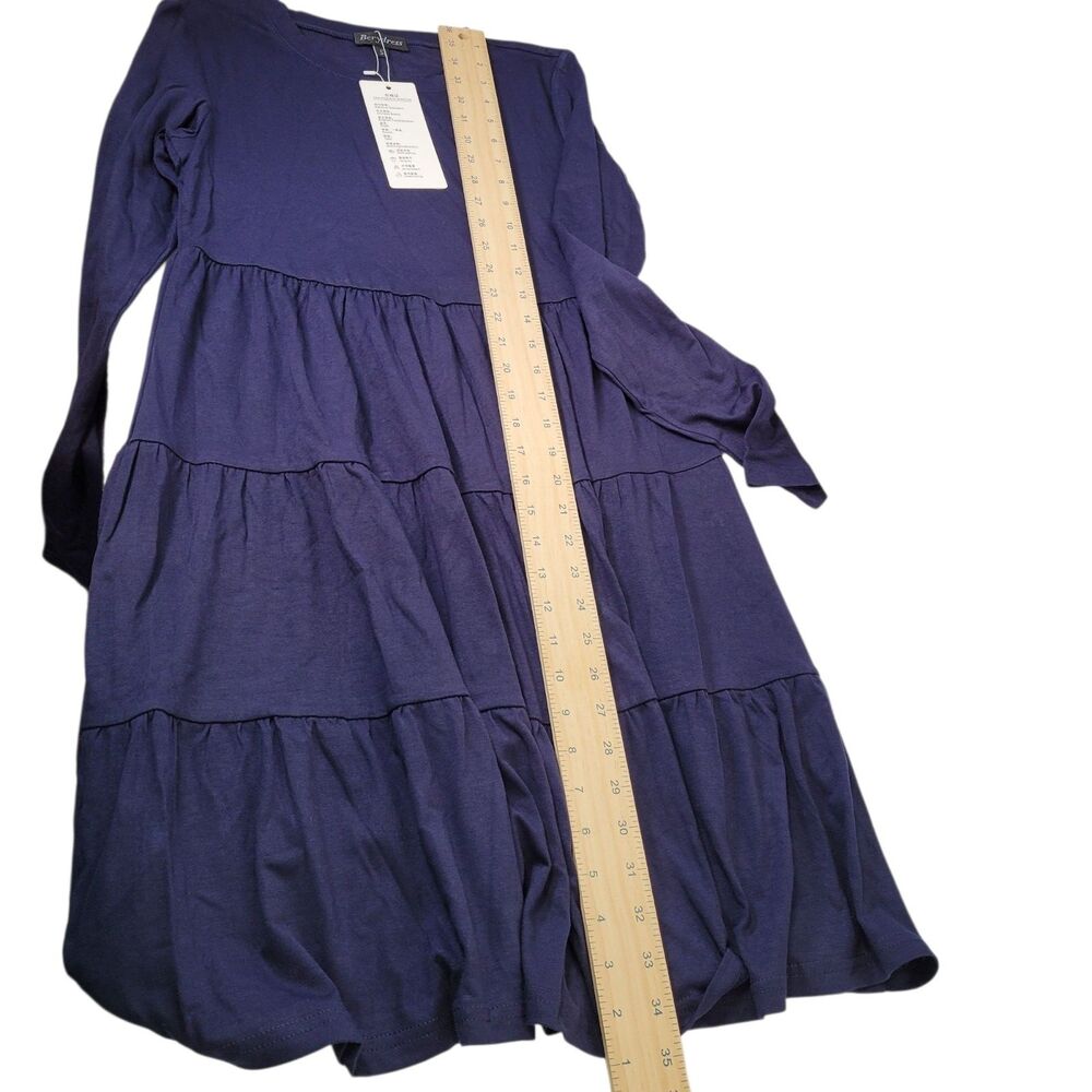 Women's Blue Fall Dress Long Sleeve Flowy Loose Fit Tiered Dress Size Small - Picture 9 of 9